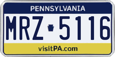 PA license plate MRZ5116