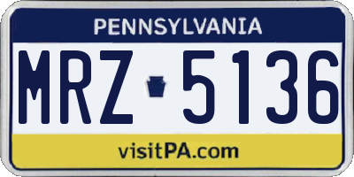 PA license plate MRZ5136