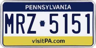 PA license plate MRZ5151