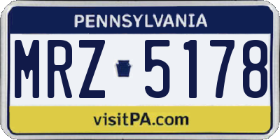 PA license plate MRZ5178