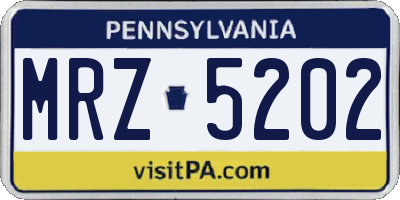 PA license plate MRZ5202