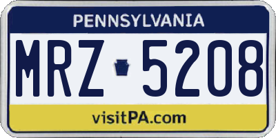 PA license plate MRZ5208