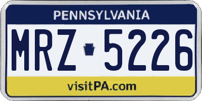 PA license plate MRZ5226