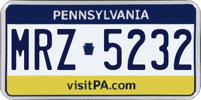 PA license plate MRZ5232