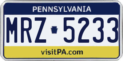 PA license plate MRZ5233