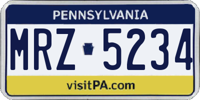 PA license plate MRZ5234