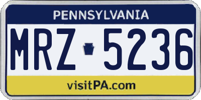 PA license plate MRZ5236