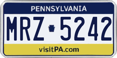 PA license plate MRZ5242