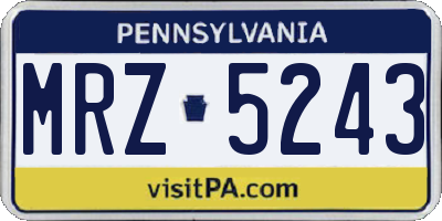 PA license plate MRZ5243