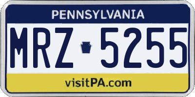 PA license plate MRZ5255