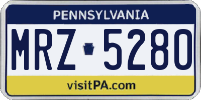 PA license plate MRZ5280