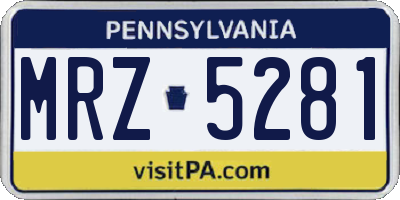PA license plate MRZ5281