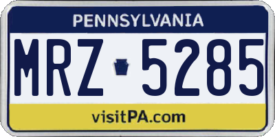 PA license plate MRZ5285