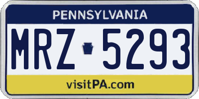 PA license plate MRZ5293