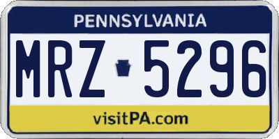 PA license plate MRZ5296