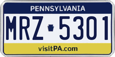 PA license plate MRZ5301
