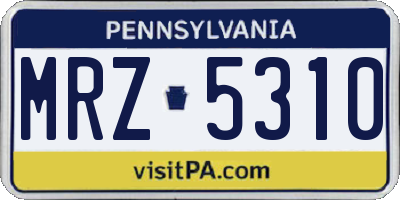 PA license plate MRZ5310