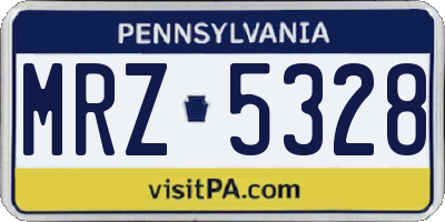 PA license plate MRZ5328