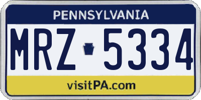 PA license plate MRZ5334