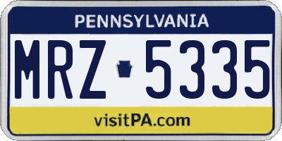 PA license plate MRZ5335