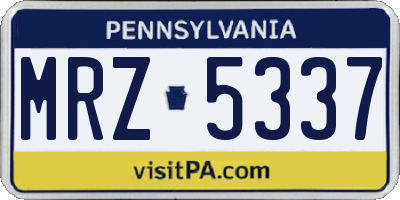 PA license plate MRZ5337