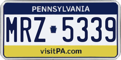 PA license plate MRZ5339