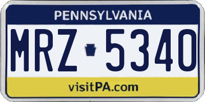 PA license plate MRZ5340
