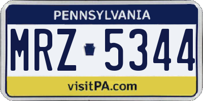PA license plate MRZ5344