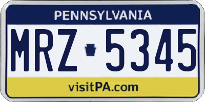 PA license plate MRZ5345