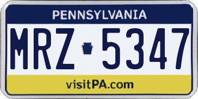 PA license plate MRZ5347
