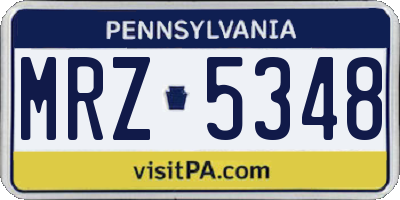PA license plate MRZ5348