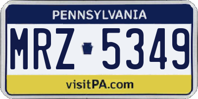 PA license plate MRZ5349