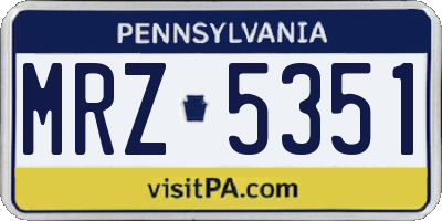 PA license plate MRZ5351
