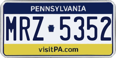 PA license plate MRZ5352