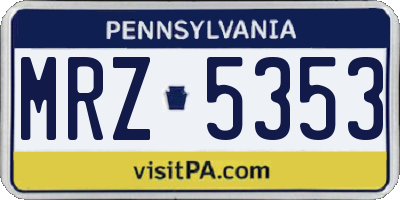 PA license plate MRZ5353