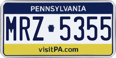 PA license plate MRZ5355
