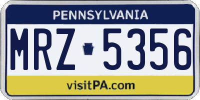 PA license plate MRZ5356