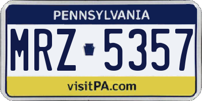 PA license plate MRZ5357