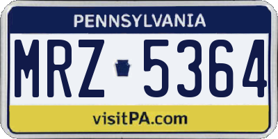 PA license plate MRZ5364