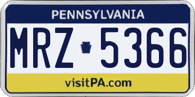 PA license plate MRZ5366