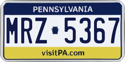PA license plate MRZ5367