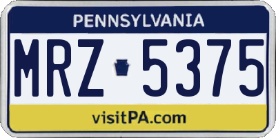 PA license plate MRZ5375