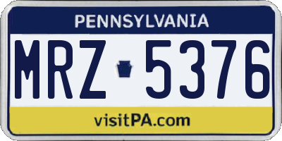 PA license plate MRZ5376