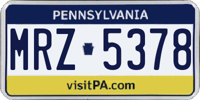 PA license plate MRZ5378