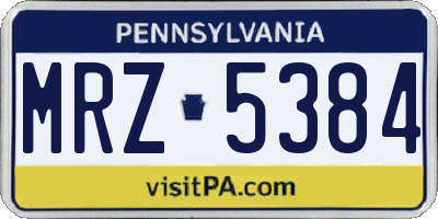 PA license plate MRZ5384