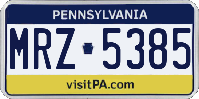 PA license plate MRZ5385