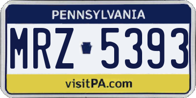 PA license plate MRZ5393