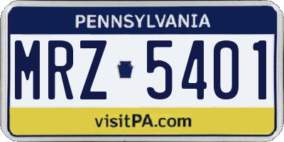 PA license plate MRZ5401