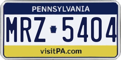 PA license plate MRZ5404