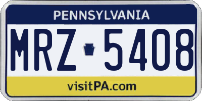 PA license plate MRZ5408